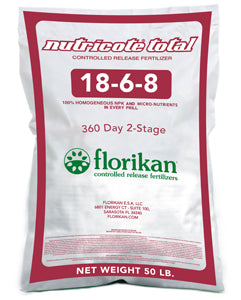 Florikan with Nutricote Total 18-6-8 360 Day 2 Stage - 50 Lbs. - Seed World