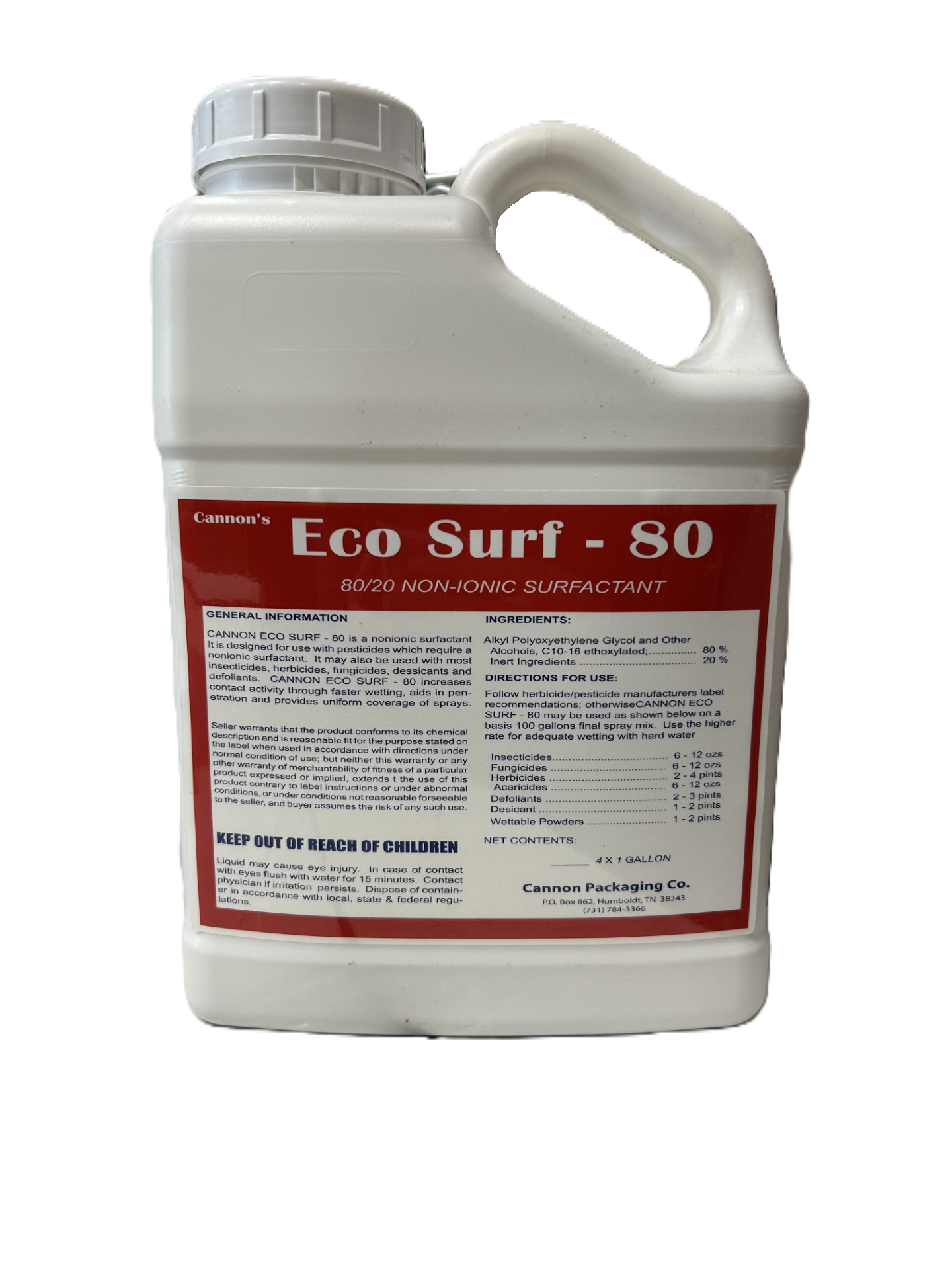 Cannon Surfactant Nonionic 80/20 with Defoaming Agent Spreader Sticker - Seed World