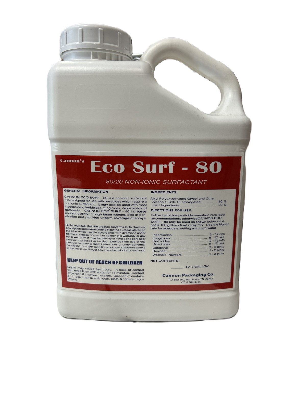 Cannon Surfactant Nonionic 80/20 with Defoaming Agent Spreader Sticker - Seed World
