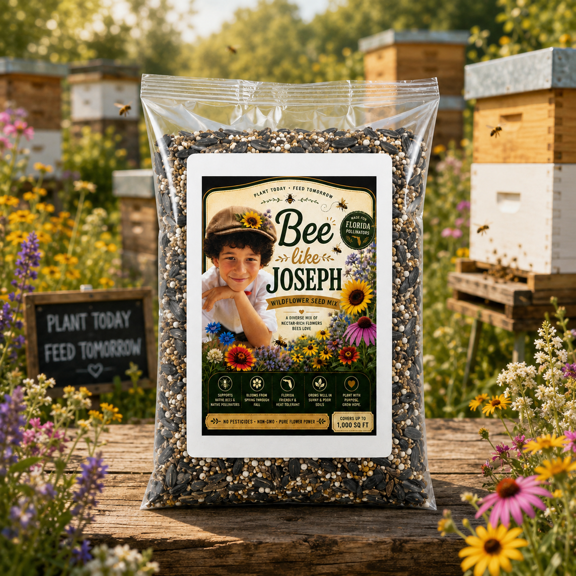 Bee-Like Joseph Wildflowers, Sunflowers and Clover Seed Mix - 1 Lb.