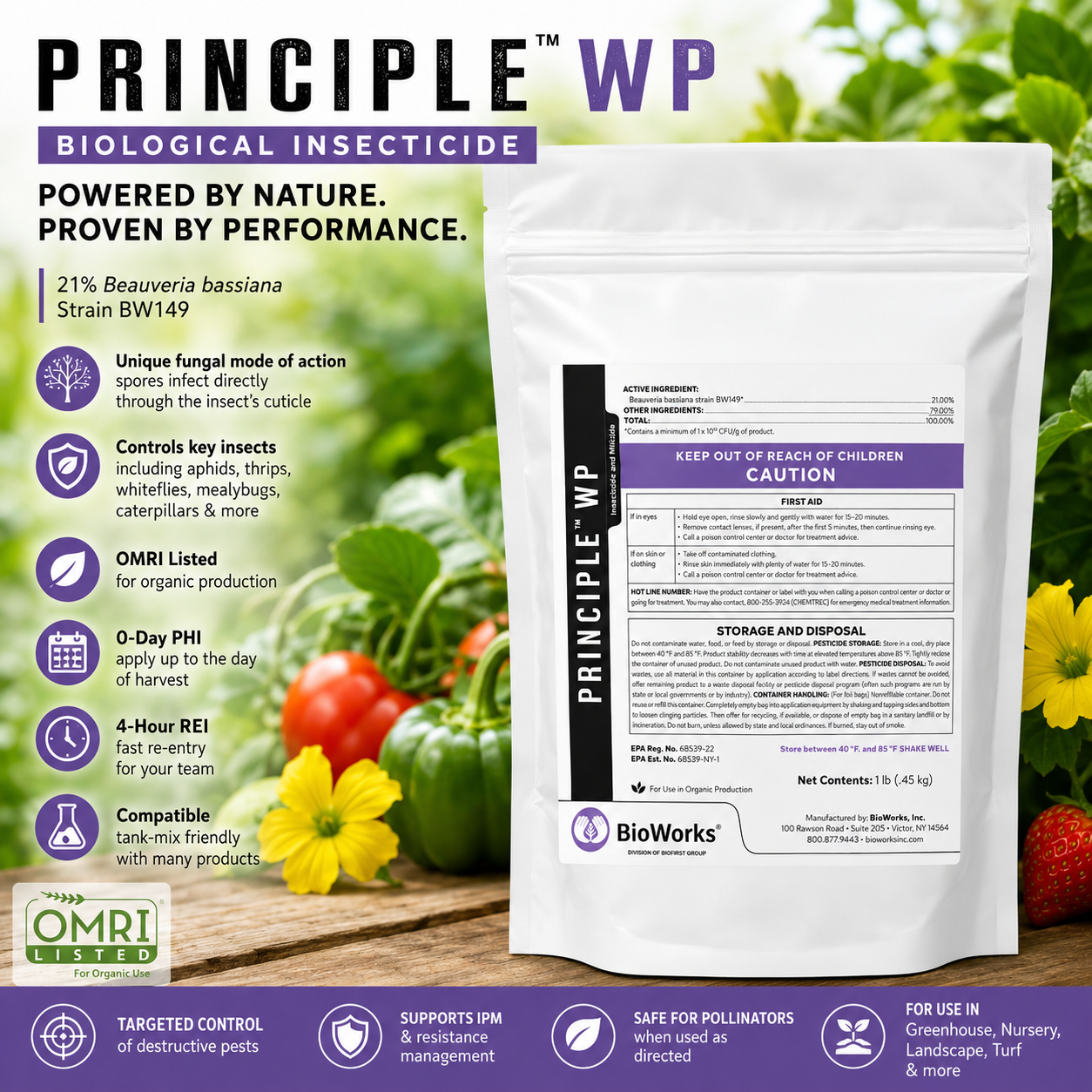 BioWorks PRINCIPLE WP Biological Insecticide - 1 Lb. | OMRI Listed
