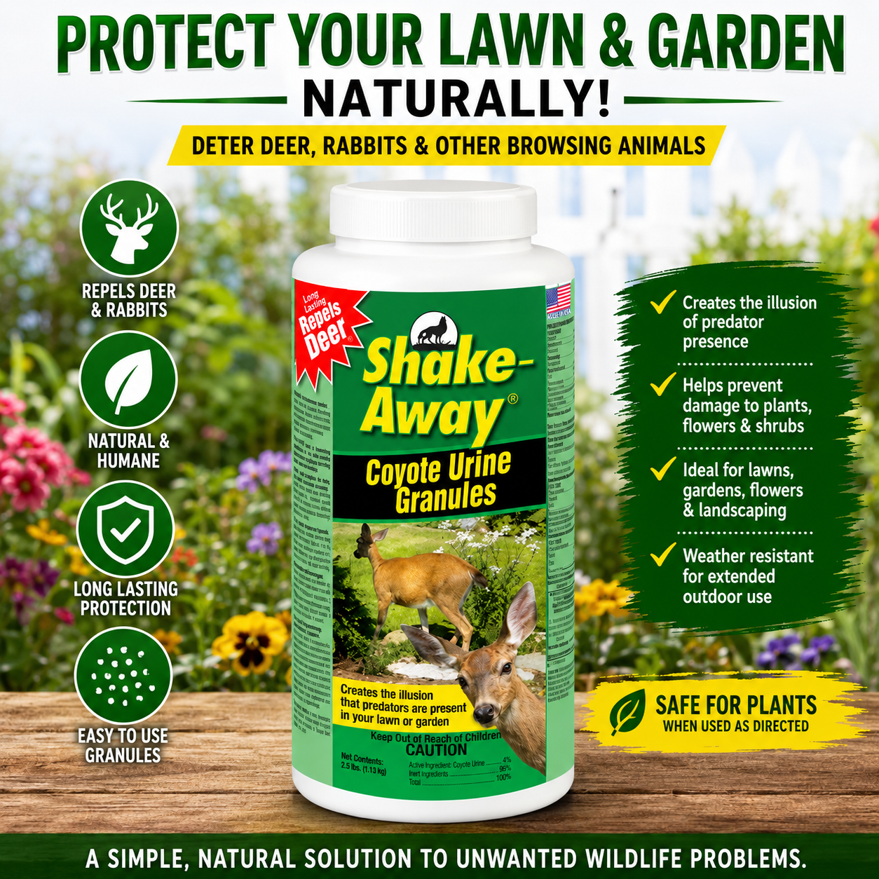 coyote herbicide Shake Away For Domestic Cats Animal Repellent Granules