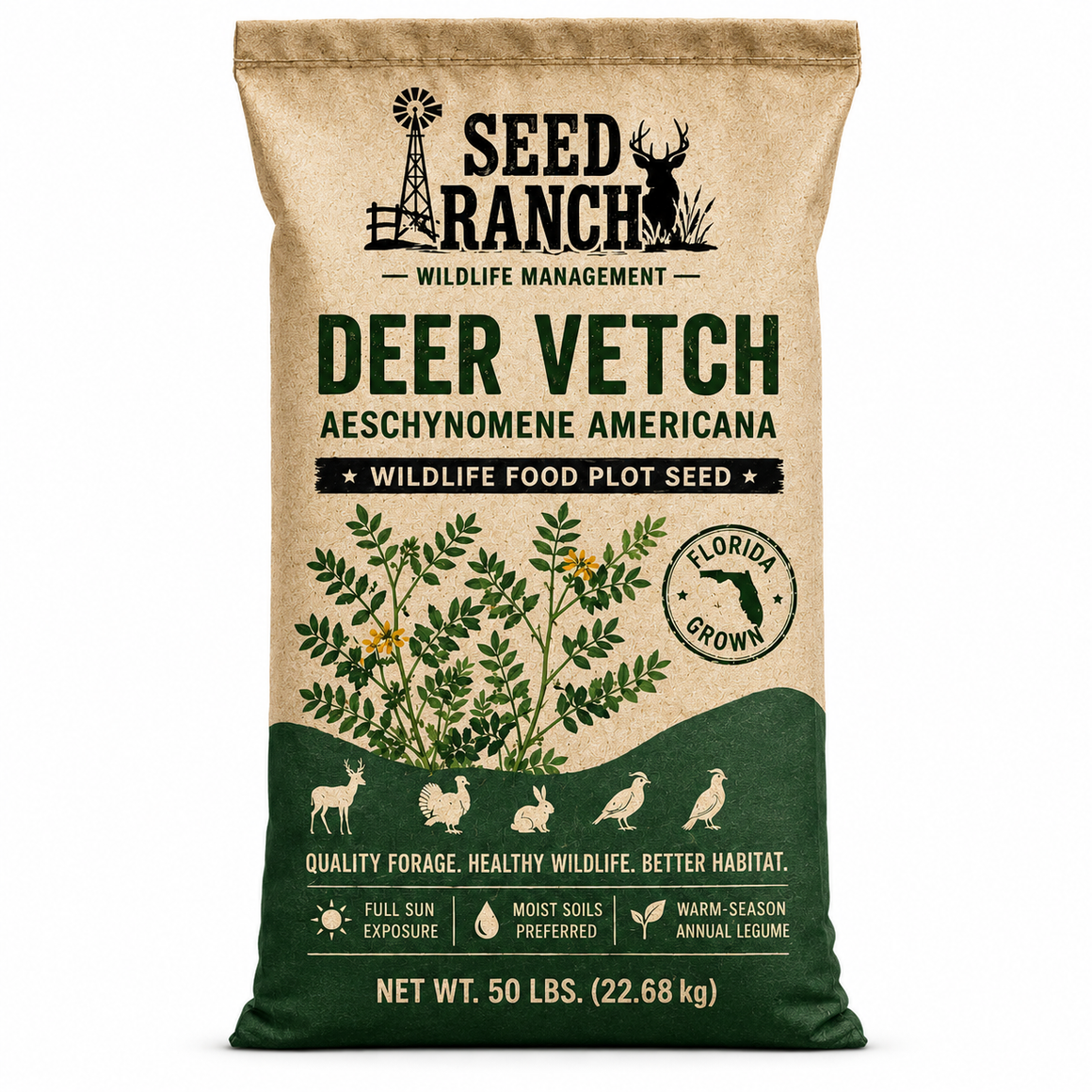 Deer Vetch Aeschynomene Wildlife Food Plot Seed (Unhulled Raw)