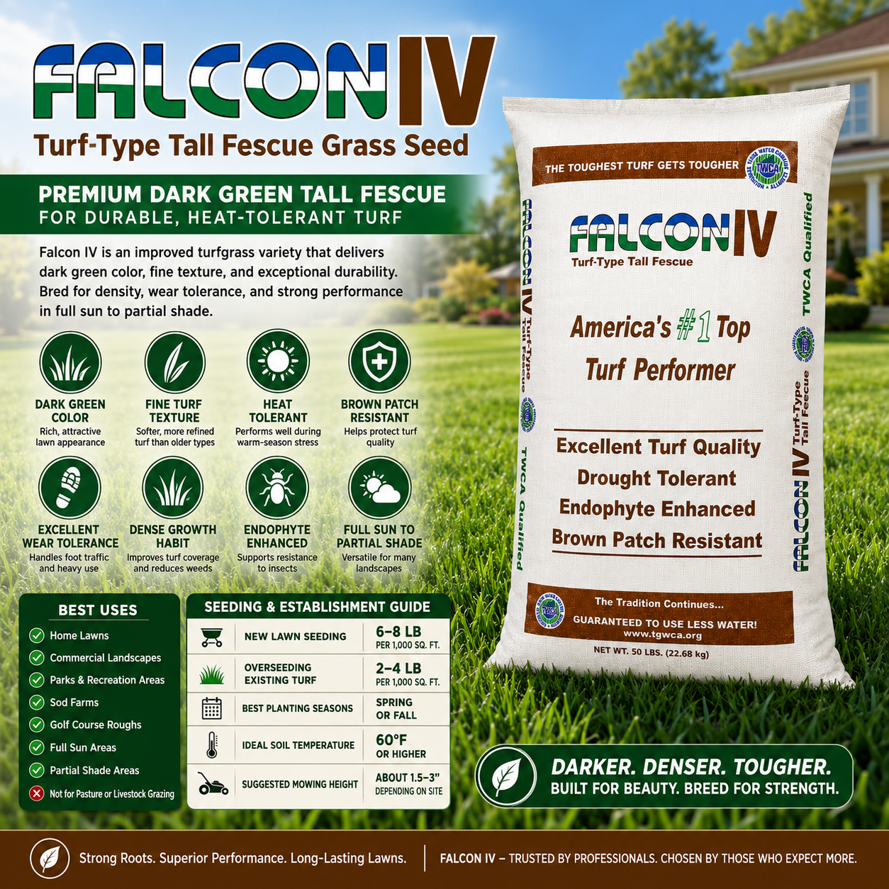 Falcon IV Turf-Type Tall Fescue Grass Seed
