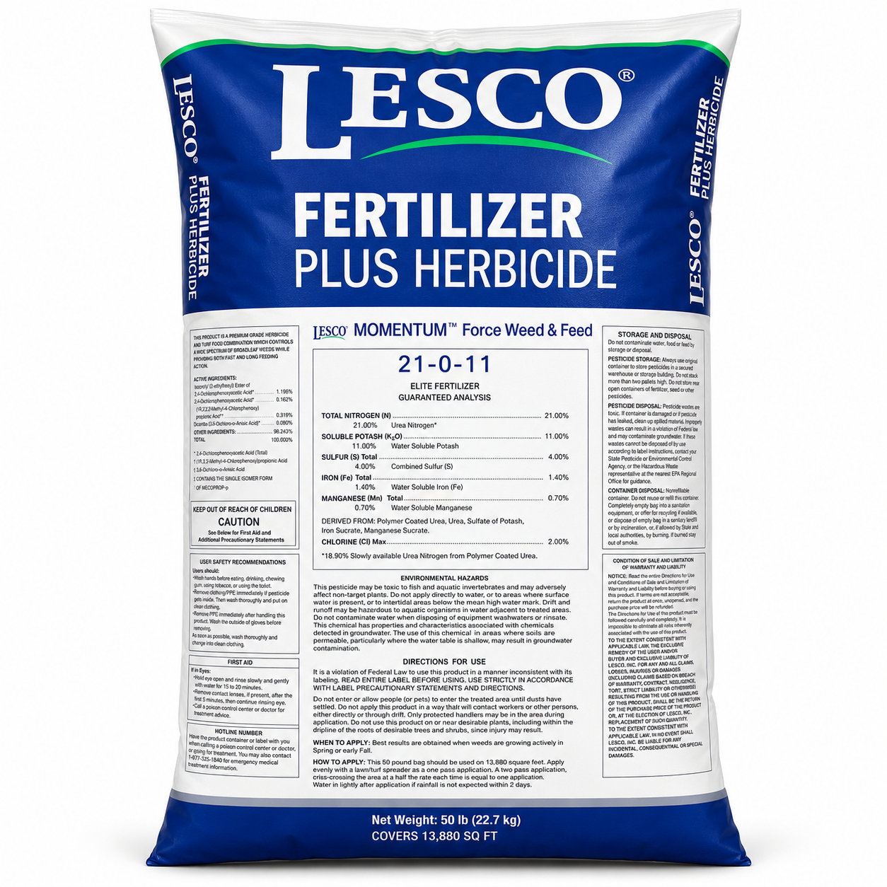 lesco fertilizer plus herbicide 18-0-4 Lesco 21-0-11 Bahia Lawn Weed & Feed