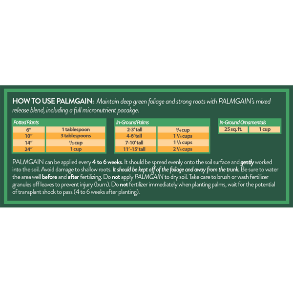 BGI PALMGAIN Palm Tree Fertilizer 50lb Bag Seed World