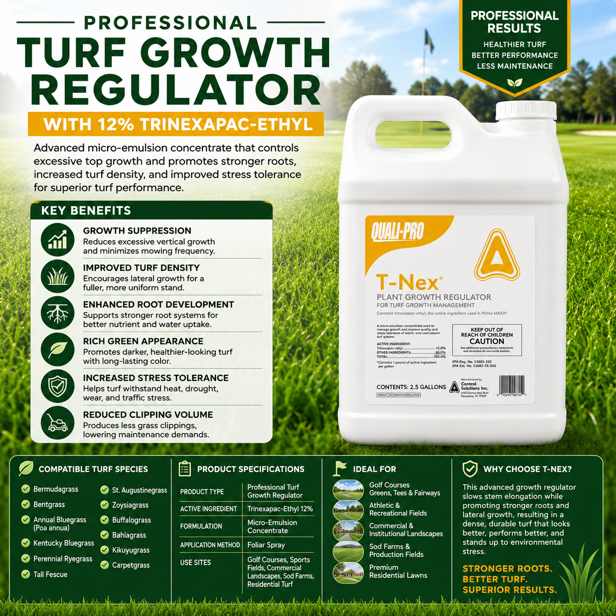 T-Nex PGR Turf Plant Growth Regulator - 2.5 Gallons