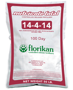 Florikan with Nutricote Total 14-4-14 100 Day Fertilizer - 50 lbs.