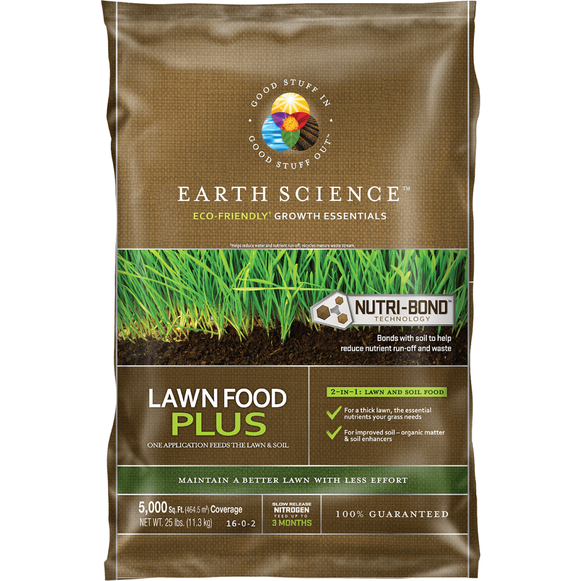 Earth Science Lawn Fertilizer Plus - 20 Lbs. | 5000 Sq. Ft. Coverage - Seed World