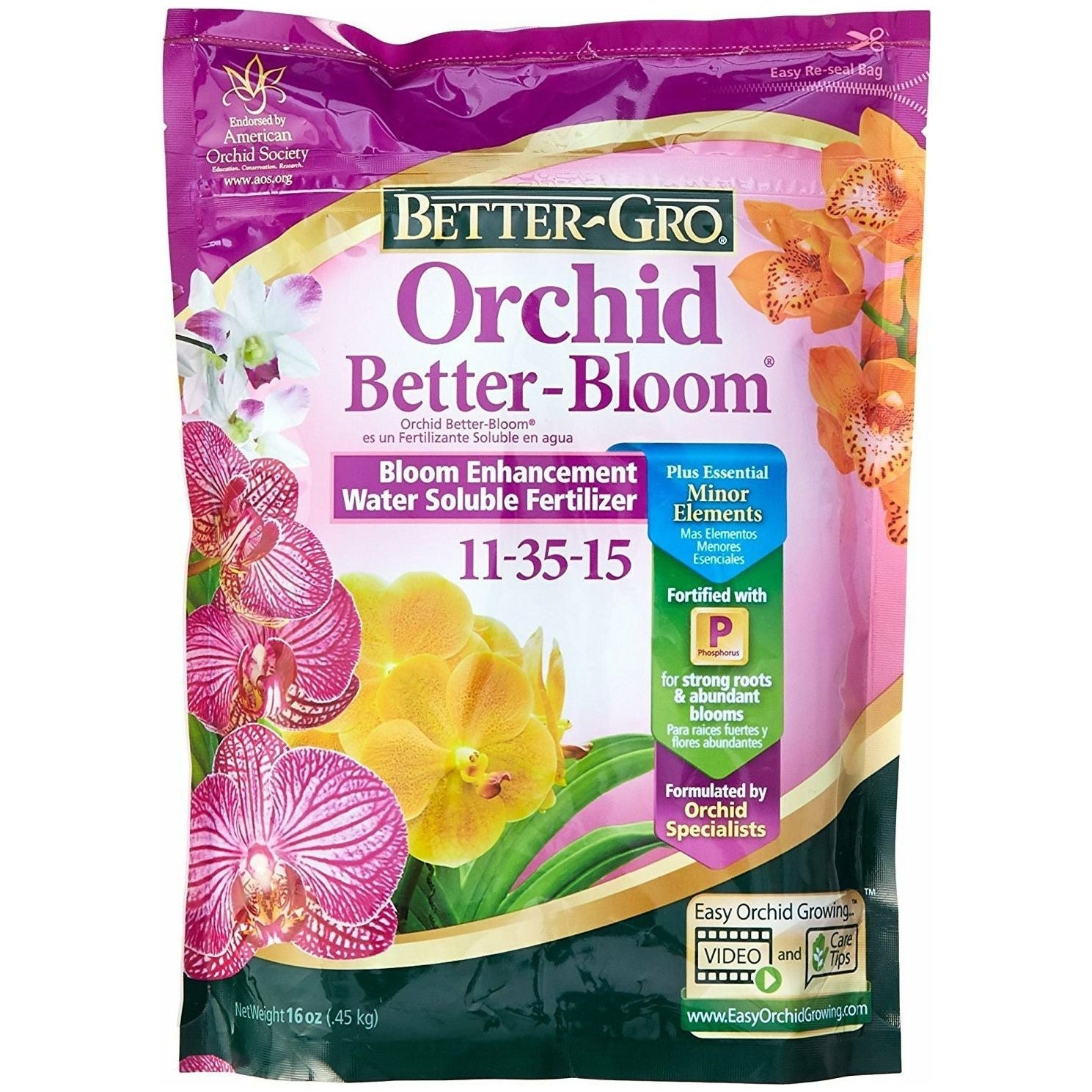 Better-Gro Orchid Better-Bloom Fertilizer 11-35-15 – 1 Lb By Sun Bulb