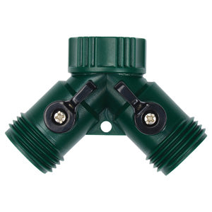 Plastic Green 2-Way Hose Valve - Seed World